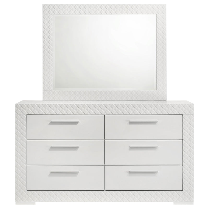  Coaster Furniture Ives 224943M 6-Drawer Dresser and Mirror - White High Gloss IMAGE 2