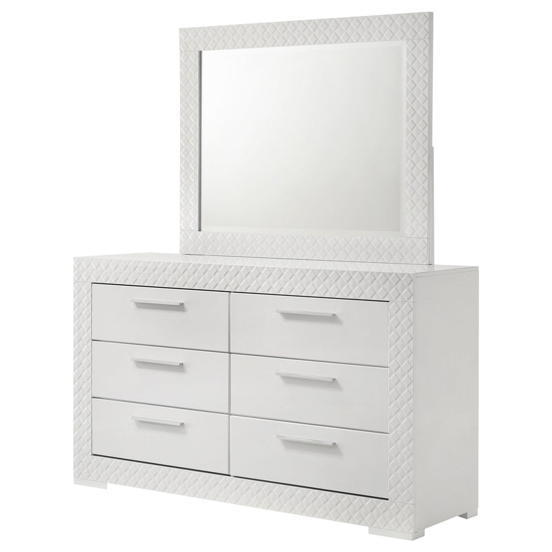  Coaster Furniture Ives 224943M 6-Drawer Dresser and Mirror - White High Gloss IMAGE 3