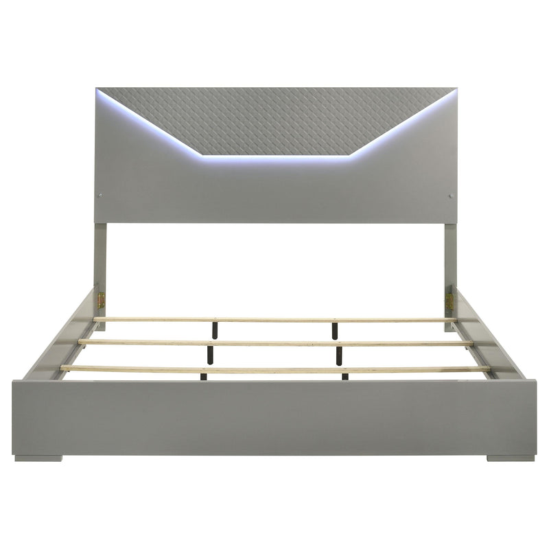  Coaster Furniture Ives 224971KE Eastern King Panel Bed LED Headboard - Grey High Gloss IMAGE 3