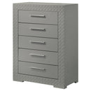 Coaster Furniture Ives 224975 5-Drawer Bedroom Chest of Drawers - Grey High Gloss IMAGE 3