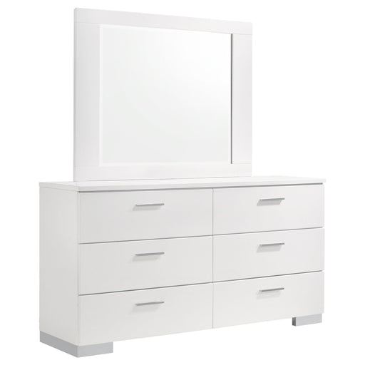 Coaster Furniture Felicity 203503M 6-Drawer Wood Dresser with Mirror - White High Gloss IMAGE 1
