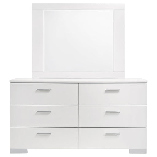Coaster Furniture Felicity 203503M 6-Drawer Wood Dresser with Mirror - White High Gloss IMAGE 2