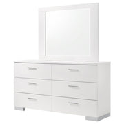 Coaster Furniture Felicity 203503M 6-Drawer Wood Dresser with Mirror - White High Gloss IMAGE 3