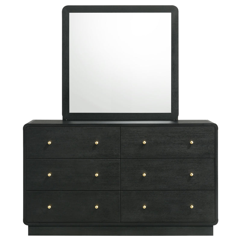  Coaster Furniture Cavelle 223663M 6-Drawer Dresser and Mirror - Black IMAGE 2