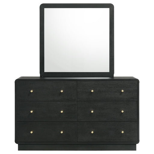  Coaster Furniture Cavelle 223663M 6-Drawer Dresser and Mirror - Black IMAGE 2