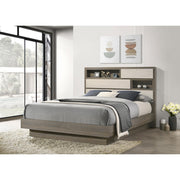  Coaster Furniture Fenwick 224981Q Queen Bed Bookcase Headboard - Grey Oak IMAGE 4