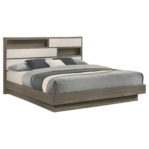  Coaster Furniture Fenwick 224981KE Eastern King Bed Bookcase Headboard - Grey Oak IMAGE 2