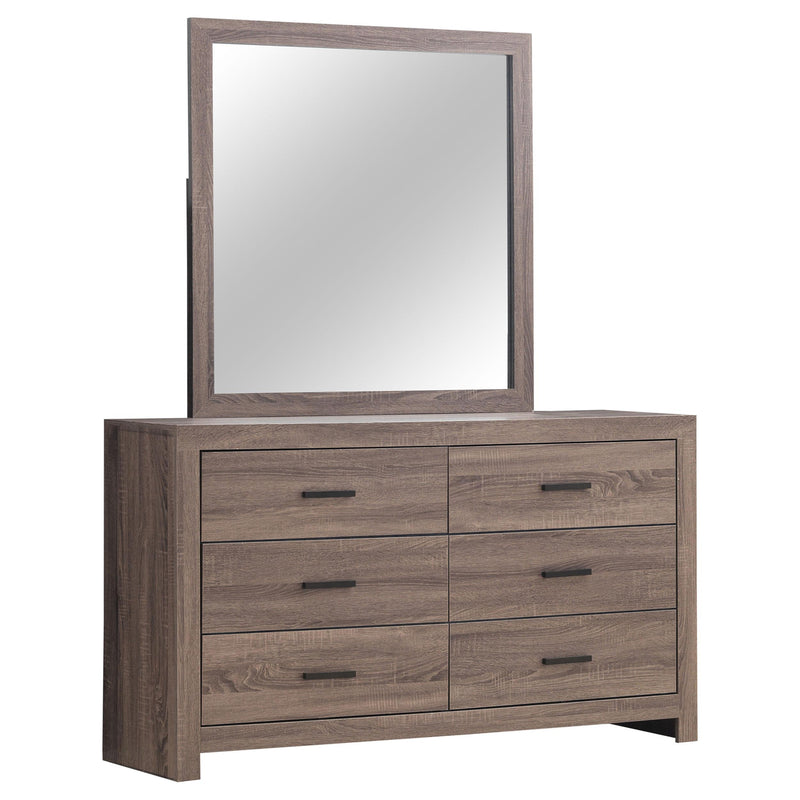 Coaster Furniture Brantford 207043M 6-Drawer Dresser with Mirror - Barrel Oak IMAGE 1