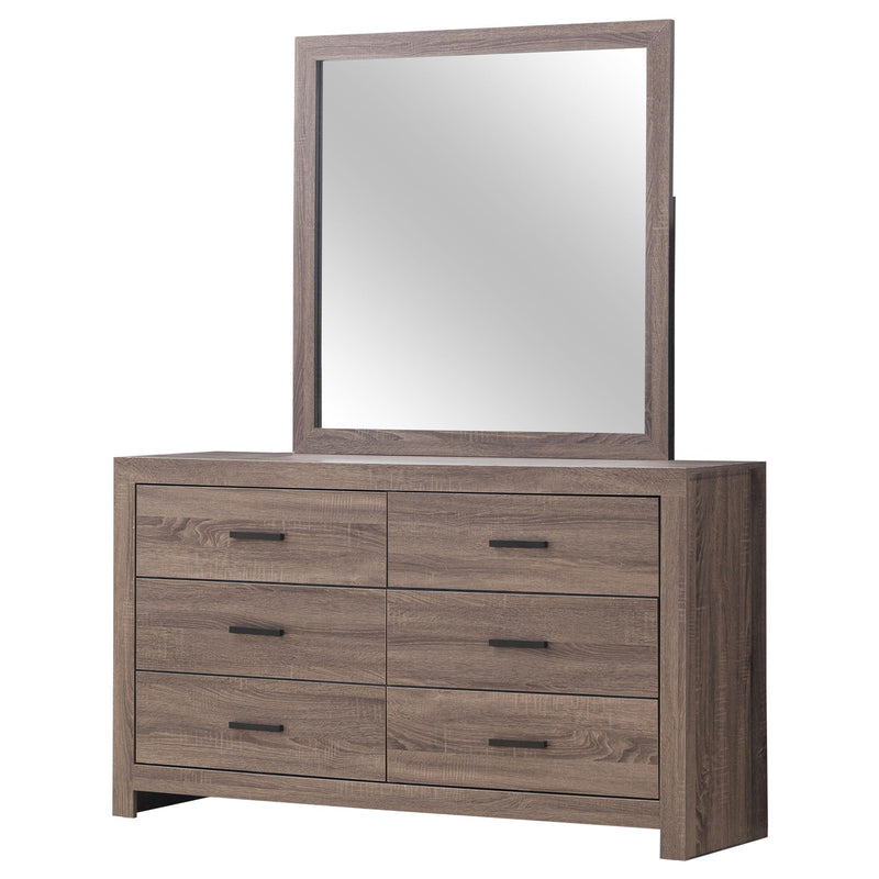 Coaster Furniture Brantford 207043M 6-Drawer Dresser with Mirror - Barrel Oak IMAGE 3