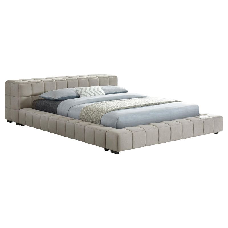 Coaster Furniture Trinity 306121Q Upholstered Queen Platform Bed - Light Taupe IMAGE 2