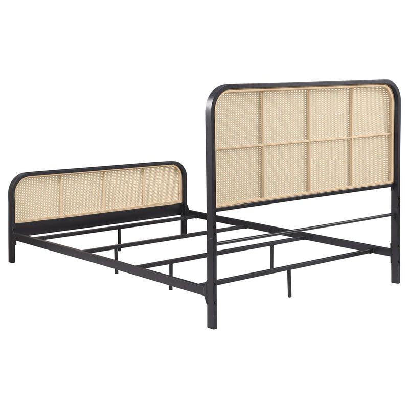 Coaster Furniture Lanewood 360250Q Open Cane Webbing Metal Queen Bed - Black IMAGE 5