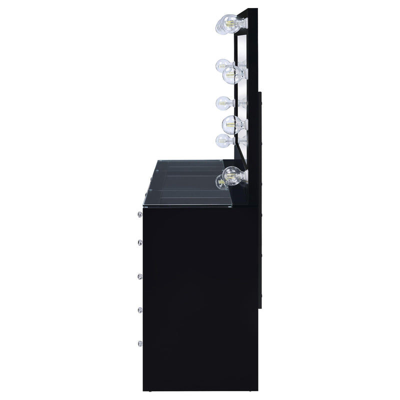  Coaster Furniture Acena 931144 7-Drawer Vanity Set with Lighting - Black High Gloss IMAGE 4