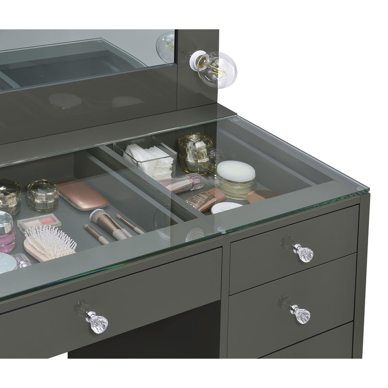 Coaster Furniture Acena 931145 7-Drawer Vanity Set with Lighting - Grey High Gloss IMAGE 10