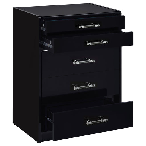 Coaster Furniture Danbury 930209 3-Drawer Makeup Vanity & Stool - Set Black High Gloss IMAGE 2