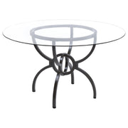  Coaster Furniture Aviano 108291BG Round 48-inch Glass Top Metal Dining Table - Gunmetal IMAGE 1