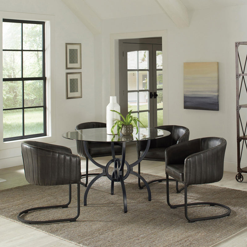  Coaster Furniture Aviano 108291BG Round 48-inch Glass Top Metal Dining Table - Gunmetal IMAGE 6