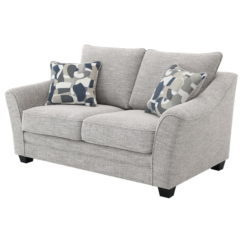  Coaster Furniture Tomkins 509672 Boucle Upholstered Loveseat - Light Grey IMAGE 3