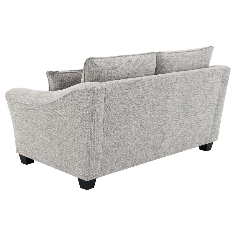  Coaster Furniture Tomkins 509672 Boucle Upholstered Loveseat - Light Grey IMAGE 5