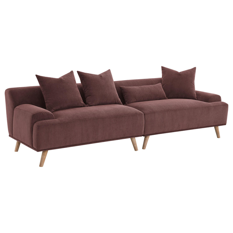  Coaster Furniture Elizabeth 503957 Corduroy Upholstered Extra Long Sofa - Wine Red IMAGE 1