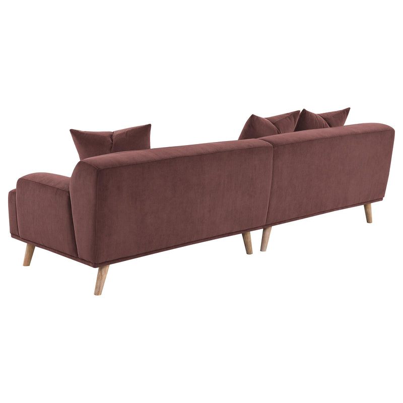  Coaster Furniture Elizabeth 503957 Corduroy Upholstered Extra Long Sofa - Wine Red IMAGE 5