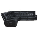  Coaster Furniture Hewitt 609610PP Leather Upholstered Power Reclining Sectional - Black IMAGE 5