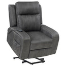  Coaster Furniture Raelynn 603194P Upholstered Power Lift Recliner Chair - Grey IMAGE 3