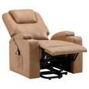  Coaster Furniture Armstrong 609476P Upholstered Power Lift Massage Recliner - Camel IMAGE 3
