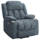  Coaster Furniture Houston 602294P Upholstered Power Lift Recliner - Slate Blue IMAGE 1