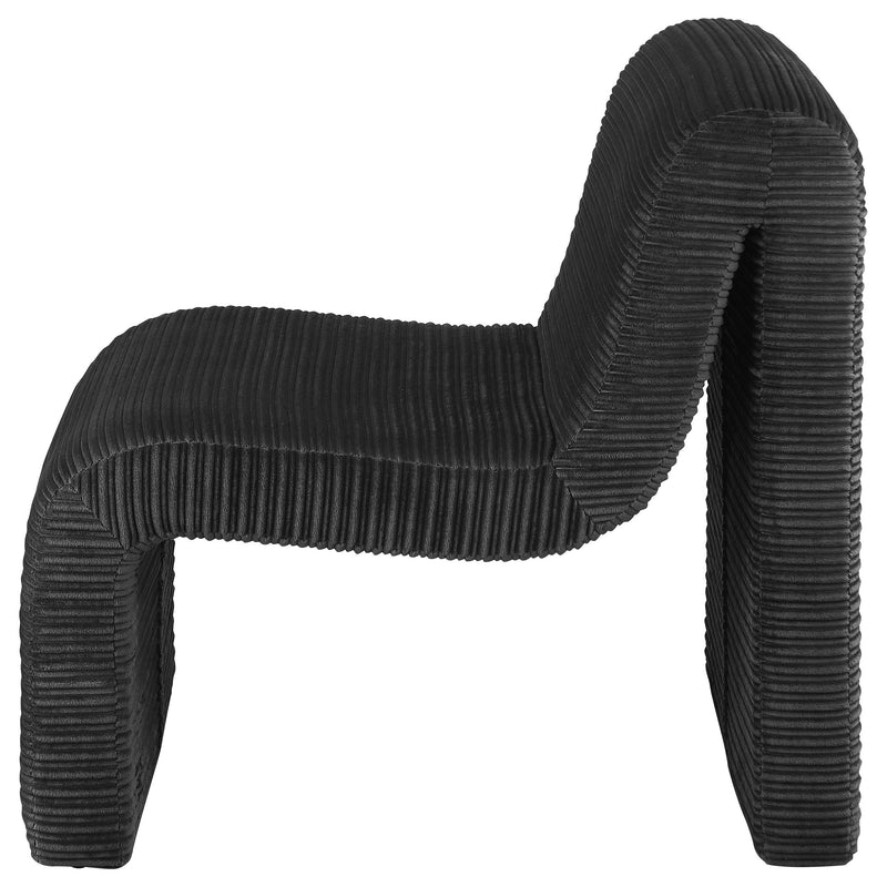  Coaster Furniture Drayton 907526 Upholstered Curved Armless Accent Chair - Black IMAGE 4