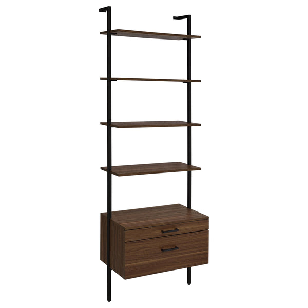 Coaster Furniture Owens 980074 96-inch 4-shelf Storage Wall Bookshelf - Walnut IMAGE 1