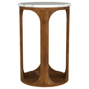  Coaster Furniture Berkeley 930080 Round Marble Top Side Table - White and Brown IMAGE 2