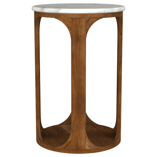  Coaster Furniture Berkeley 930080 Round Marble Top Side Table - White and Brown IMAGE 2