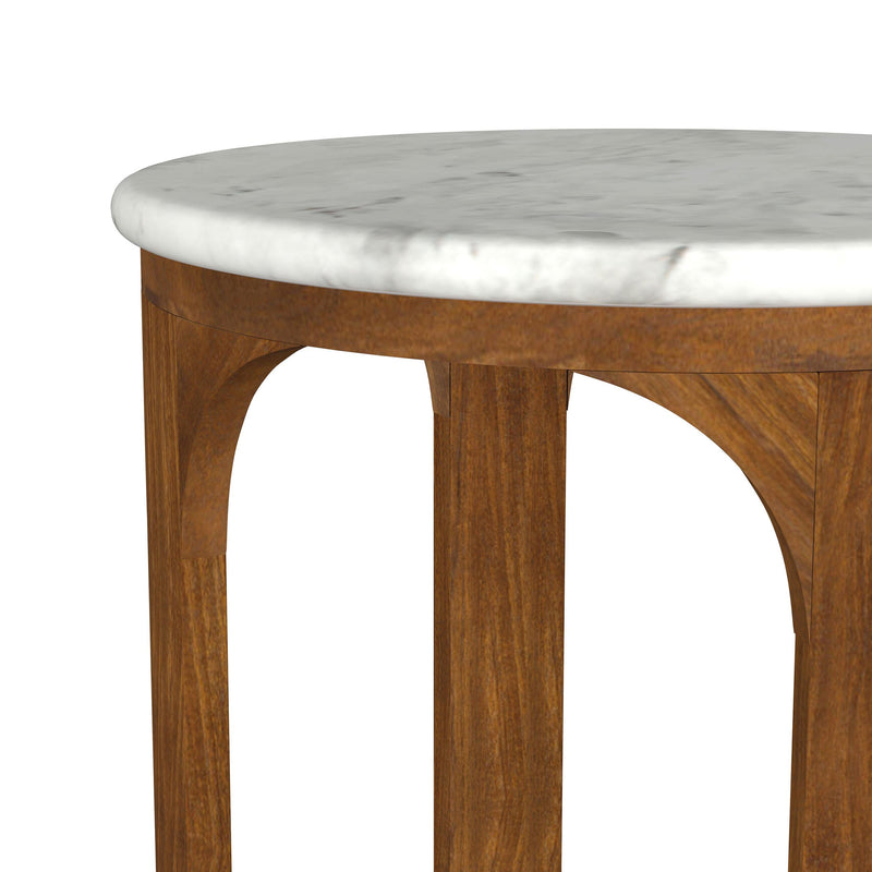  Coaster Furniture Berkeley 930080 Round Marble Top Side Table - White and Brown IMAGE 7