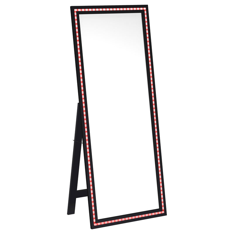 Coaster Furniture Windrose 960962 28 x 67 Inch Tempered LED Standing Mirror - Black IMAGE 4