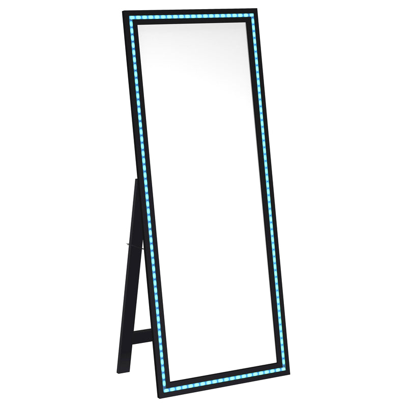 Coaster Furniture Windrose 960962 28 x 67 Inch Tempered LED Standing Mirror - Black IMAGE 8