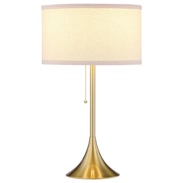  Coaster Furniture Elmira 920241 24-inch Drum Shade Metal Table Lamp - Gold IMAGE 1