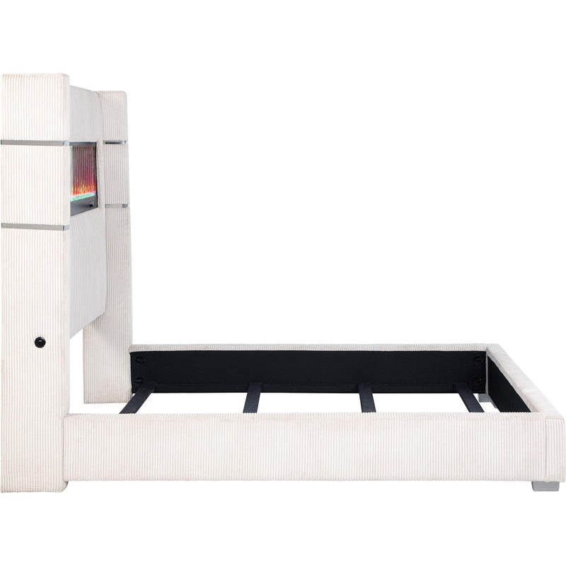 Coaster Furniture Tisdall 306032Q Upholstered Queen Flame Visualizer Bed - Cream IMAGE 6