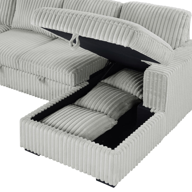  Coaster Furniture Devonshire 501208 Sleeper Sectional Sofa Storage Chaise - Grey IMAGE 16