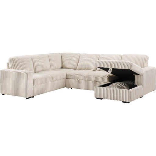  Coaster Furniture Devonshire 501205 Sleeper Sectional Sofa Storage Chaise - Camel IMAGE 2
