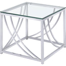  Coaster Furniture Lille 720498-S3 3-piece Glass Top Coffee And End Table Set - Chrome IMAGE 3
