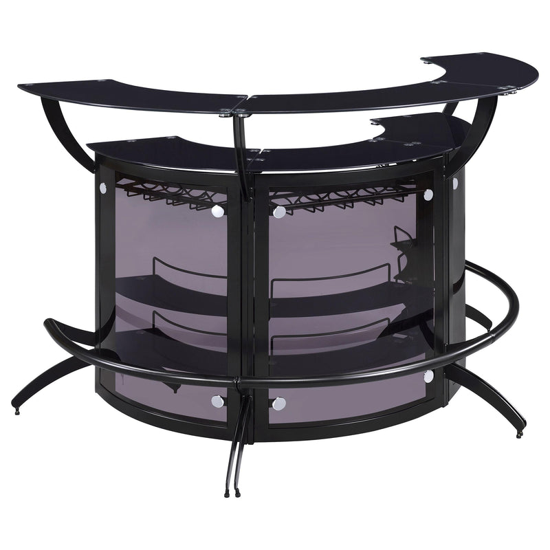  Coaster Furniture Dallas 182135-S3 3-piece Curved Freestanding Home Bar Cabinet - Black IMAGE 1