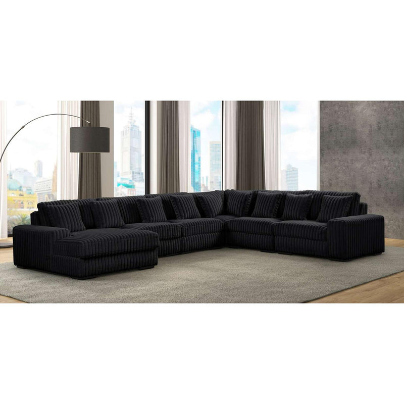  U Furniture Direct Bella Fabric 6 pc Sectional Bella 6 pc Sectional - Black IMAGE 2