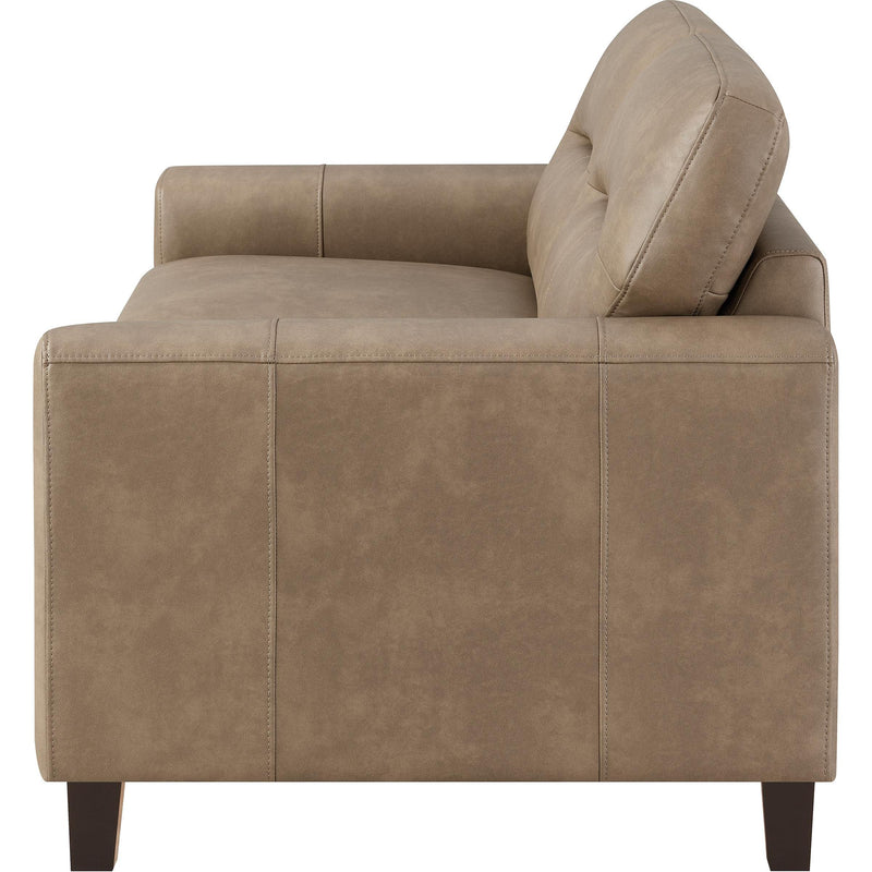  Coaster Furniture Scotland 504668 Faux Leather Upholstered Track Arm Loveseat - Brown IMAGE 5