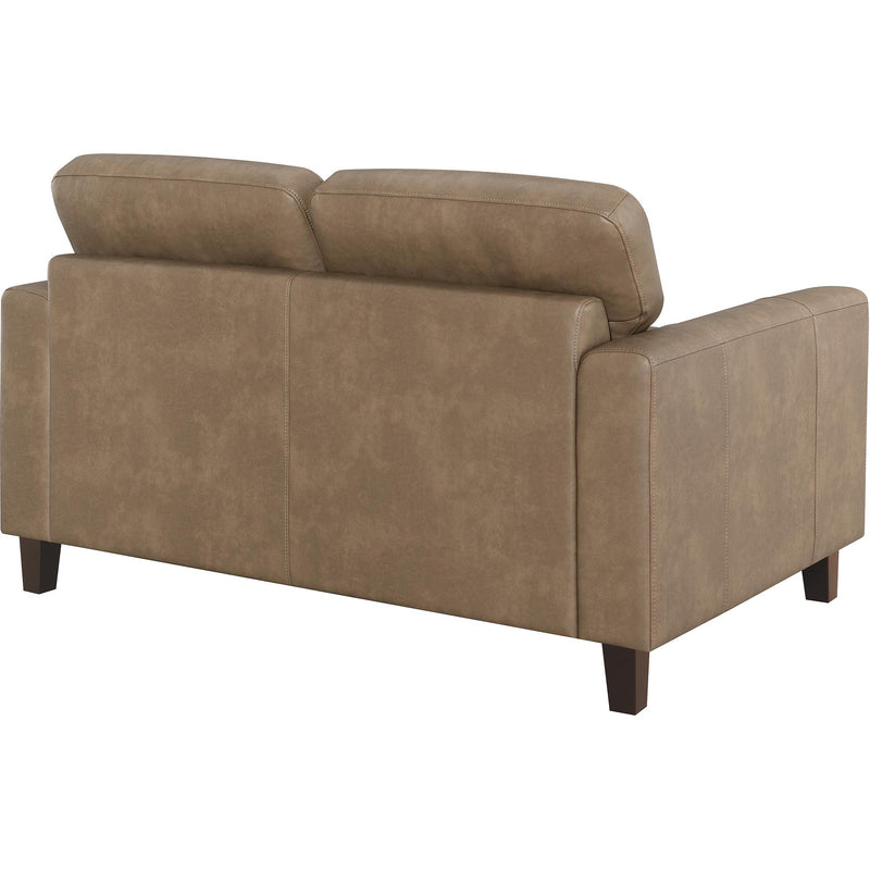  Coaster Furniture Scotland 504668 Faux Leather Upholstered Track Arm Loveseat - Brown IMAGE 7