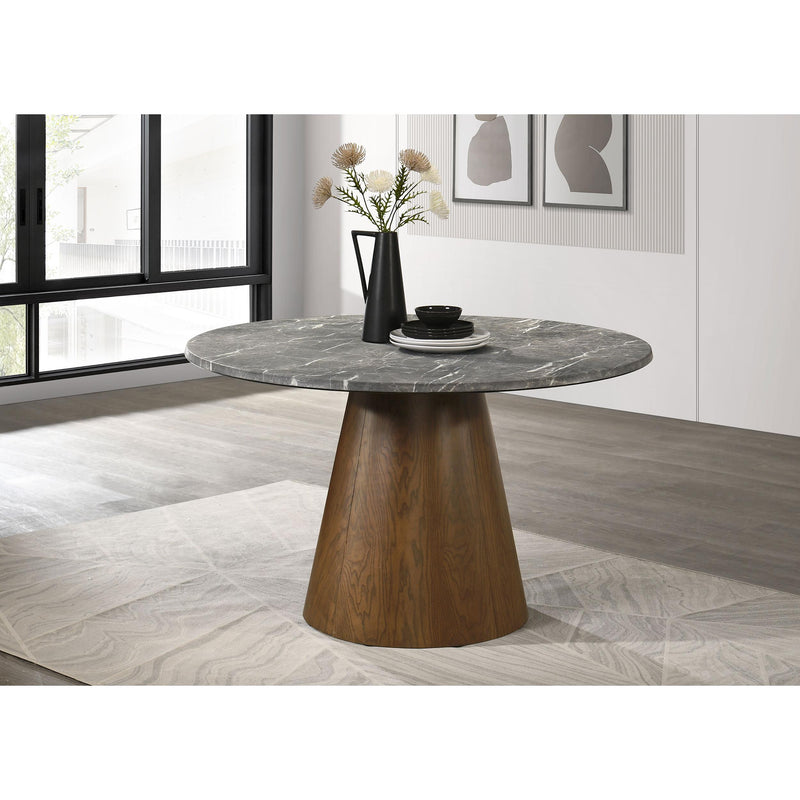  Coaster Furniture Franklin 193820 50-inch Round Dining Table - Grey/Dark Brown IMAGE 2