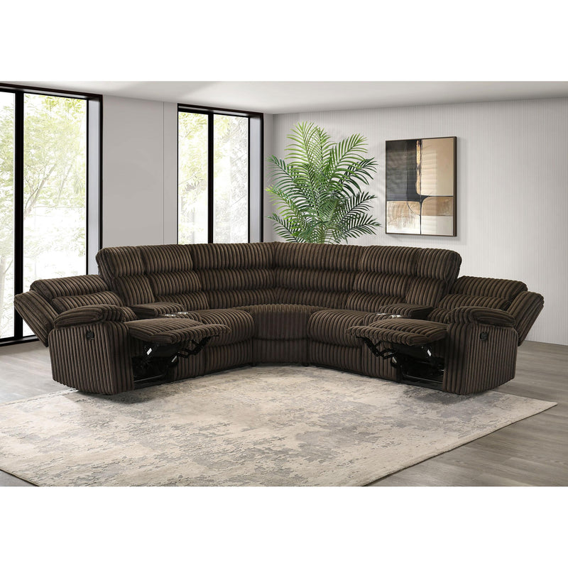  Coaster Furniture Atkinson 601510 Upholstered Reclining Sectional Sofa - Chocolate IMAGE 8