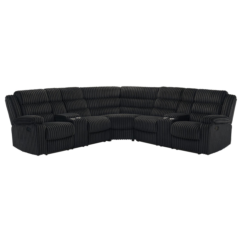  Coaster Furniture Atkinson 601520 Upholstered Reclining Sectional Sofa - Black IMAGE 1