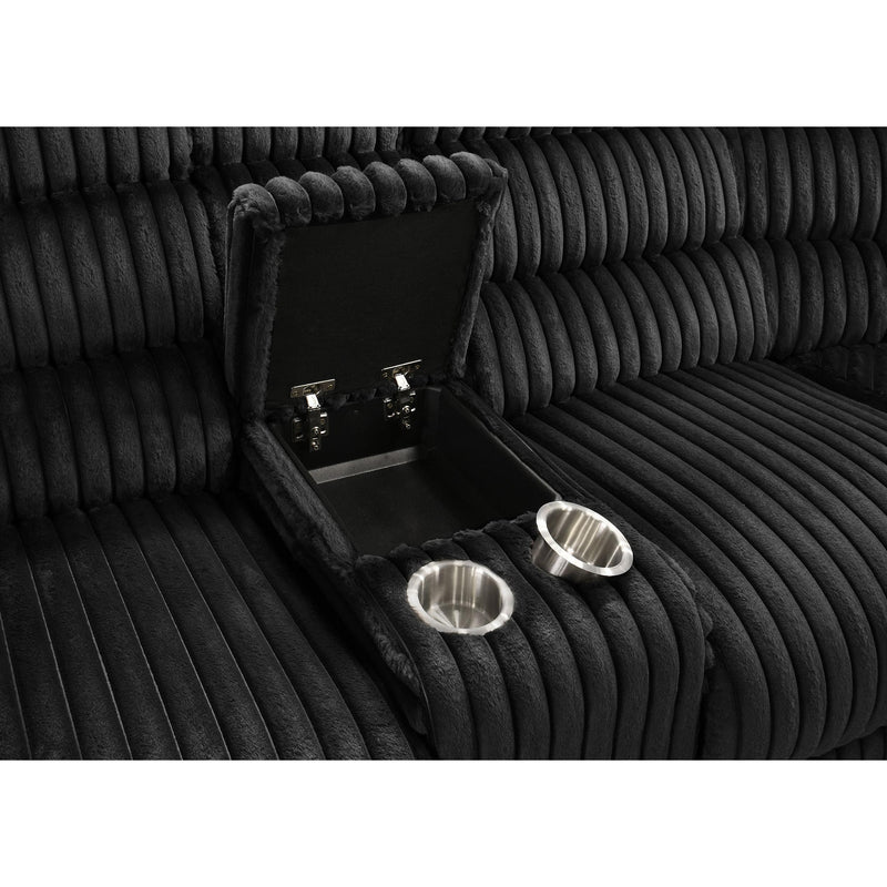 Coaster Furniture Atkinson 601520 Upholstered Reclining Sectional Sofa - Black IMAGE 10