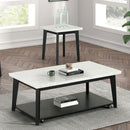 Furniture of America Thisted FM44002WH-CR Rectangle Marble Coffee Table with Casters IMAGE 1
