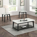  Furniture of America Thisted FM44002WH-CR Rectangle Marble Coffee Table with Casters IMAGE 2